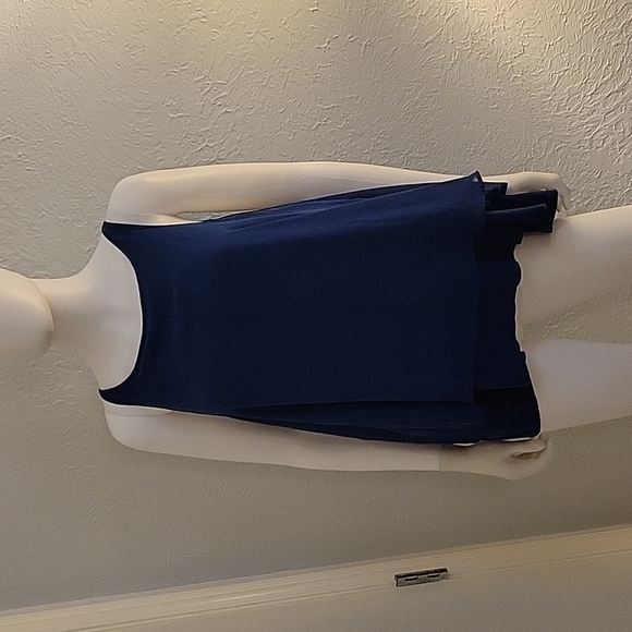 3/$30 Metaphor Blue Sleeveless Chiffon Overlay Swing Slip Top - Picture 2 of 9
